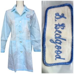 Vintage 70s Nurse Maid Uniform Costume D. Bedgood Blue Polyester Long Sleeve